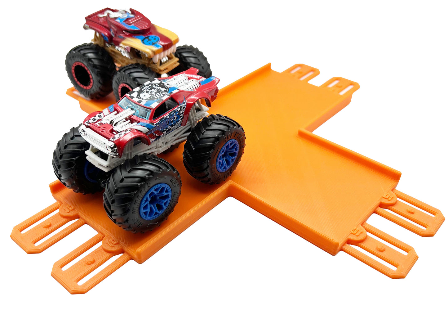 Jeff Did It! - Hot Wheels Monster Truck - 2 Lane 4 Way Crossing Crisscross Crash - 3D Printed - Designed and Made in the USA