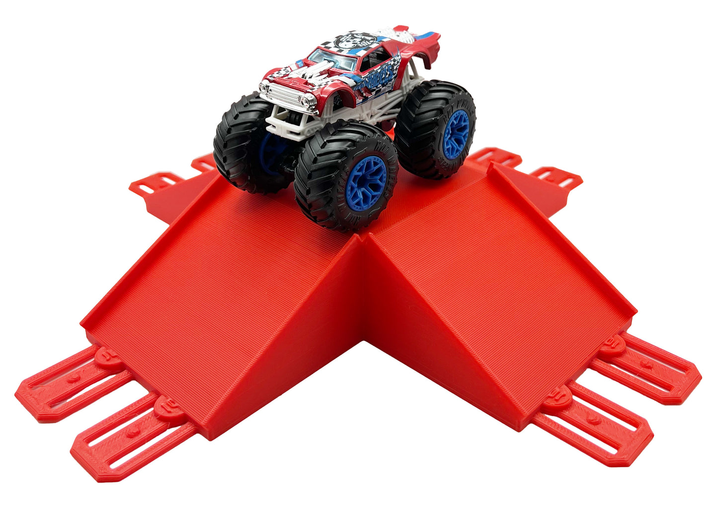 Jeff Did It! - Hot Wheels Monster Truck - 2 Lane 4 Way Table Top Jump - 3D Printed - Designed and Made in the USA