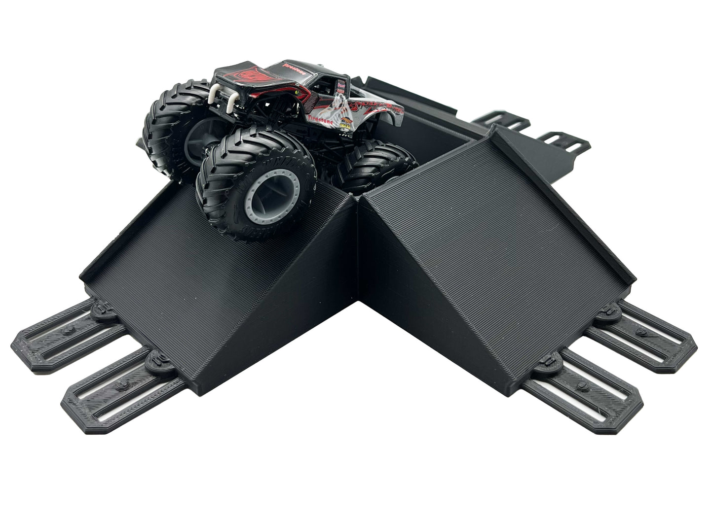 Jeff Did It! - Hot Wheels Monster Truck - 2 Lane 4 Way Jump with The Pit - 3D Printed - Designed and Made in the USA