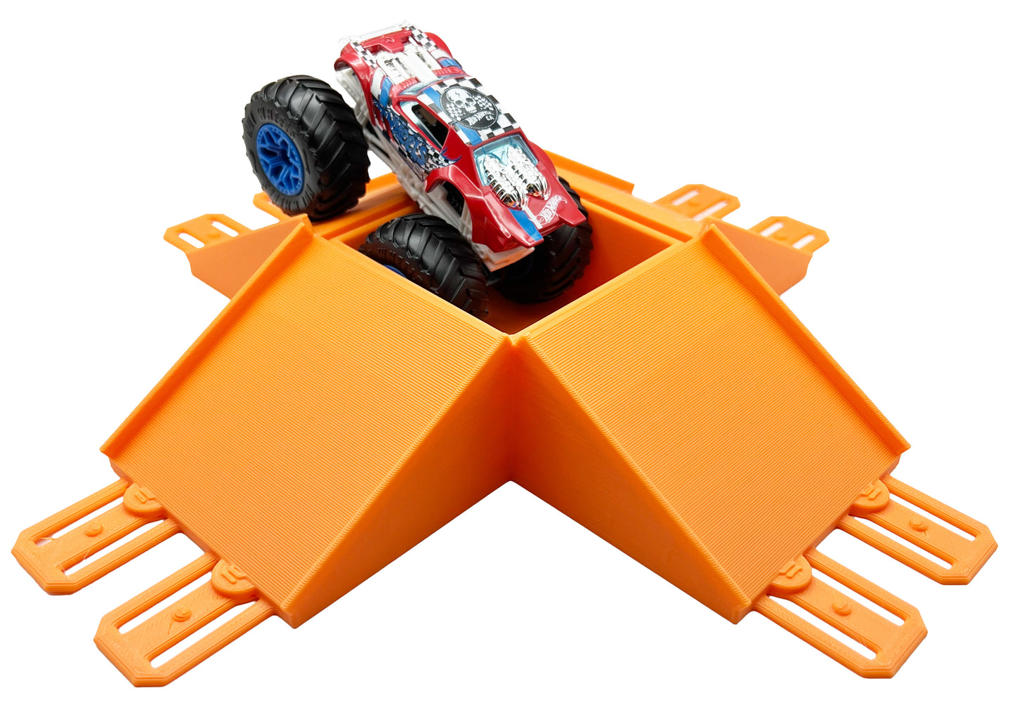 Jeff Did It! - Hot Wheels Monster Truck - 2 Lane 4 Way Jump with The Pit - 3D Printed - Designed and Made in the USA