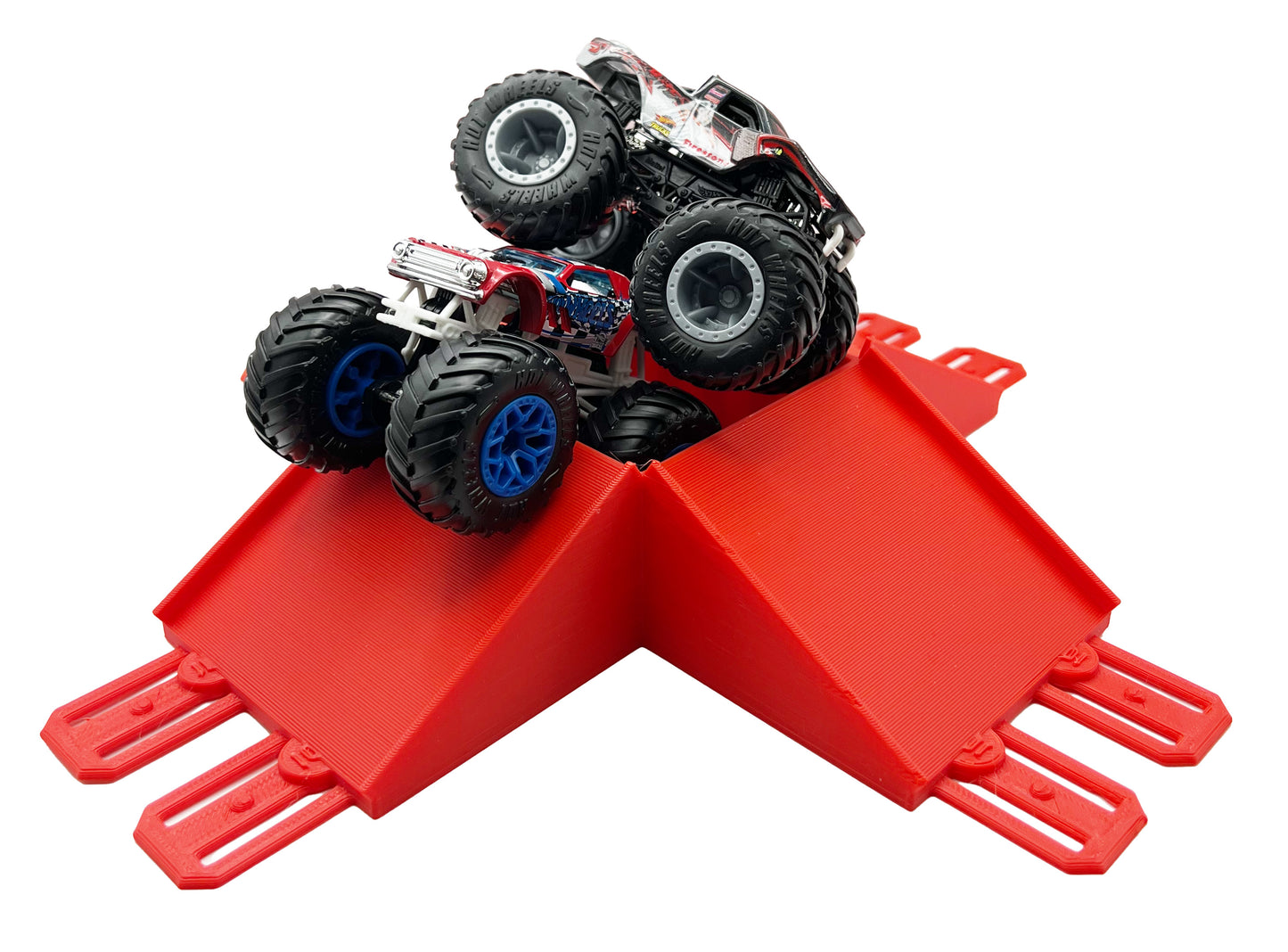 Jeff Did It! - Hot Wheels Monster Truck - 2 Lane 4 Way Jump with The Pit - 3D Printed - Designed and Made in the USA