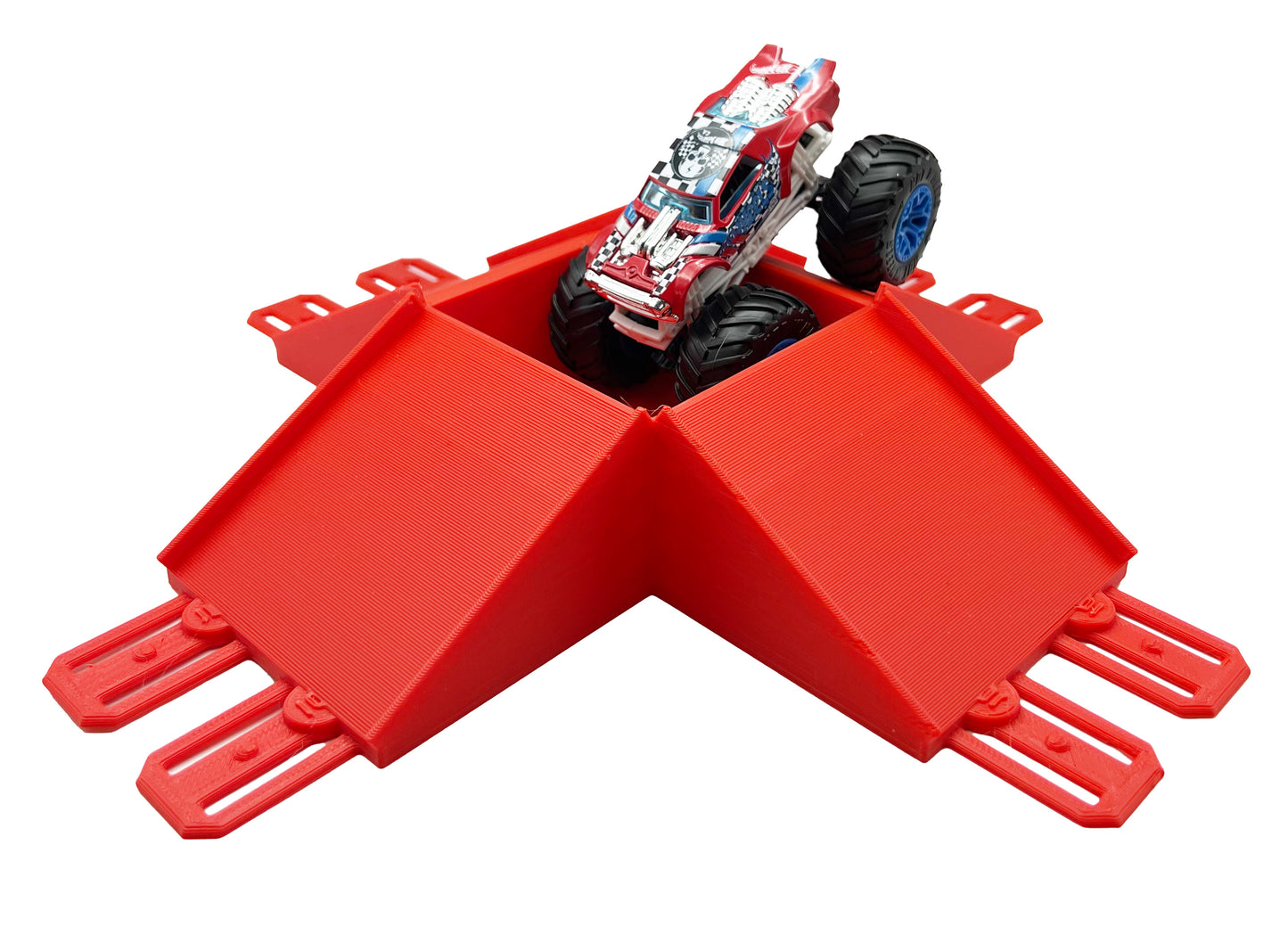 Jeff Did It! - Hot Wheels Monster Truck - 2 Lane 4 Way Jump with The Pit - 3D Printed - Designed and Made in the USA