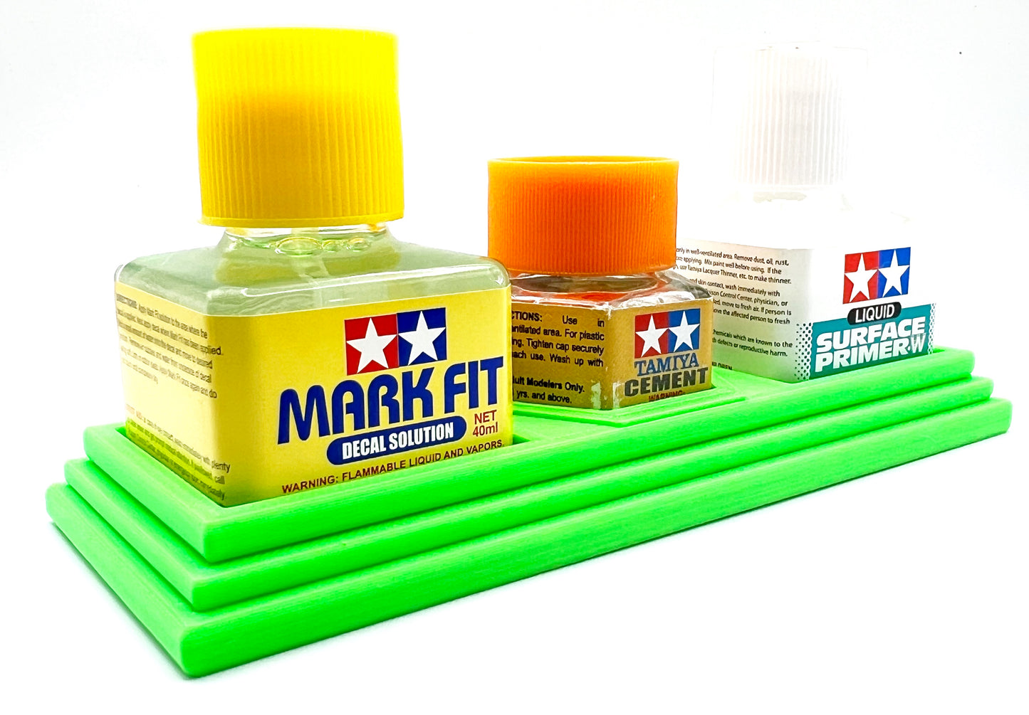 Tamiya Anti-Tip 3D Printed Tamiya Glue Bottle Holder Dual Square and Hex with Rubber Feet Tamiya 87038 87012