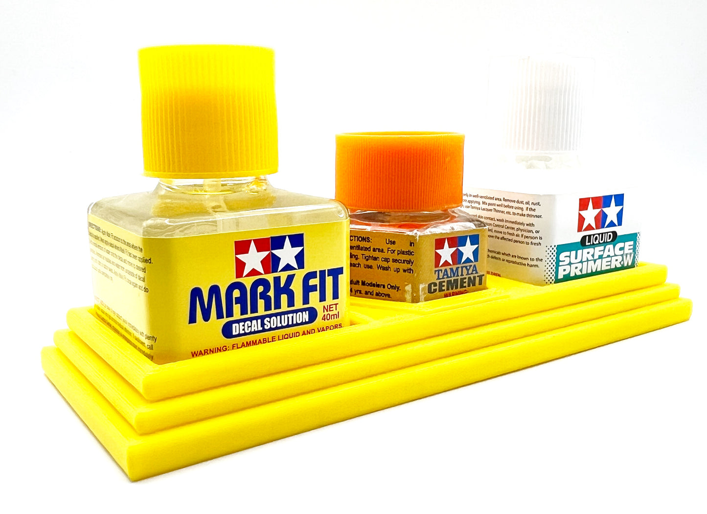 Tamiya Anti-Tip 3D Printed Tamiya Glue Bottle Holder Dual Square and Hex with Rubber Feet Tamiya 87038 87012