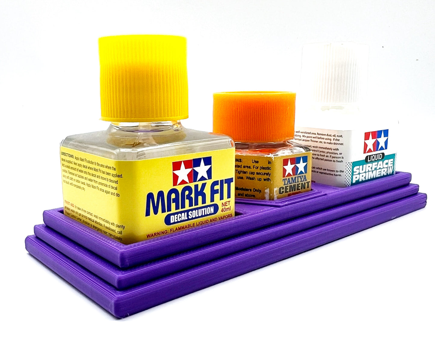Tamiya Anti-Tip 3D Printed Tamiya Glue Bottle Holder Dual Square and Hex with Rubber Feet Tamiya 87038 87012