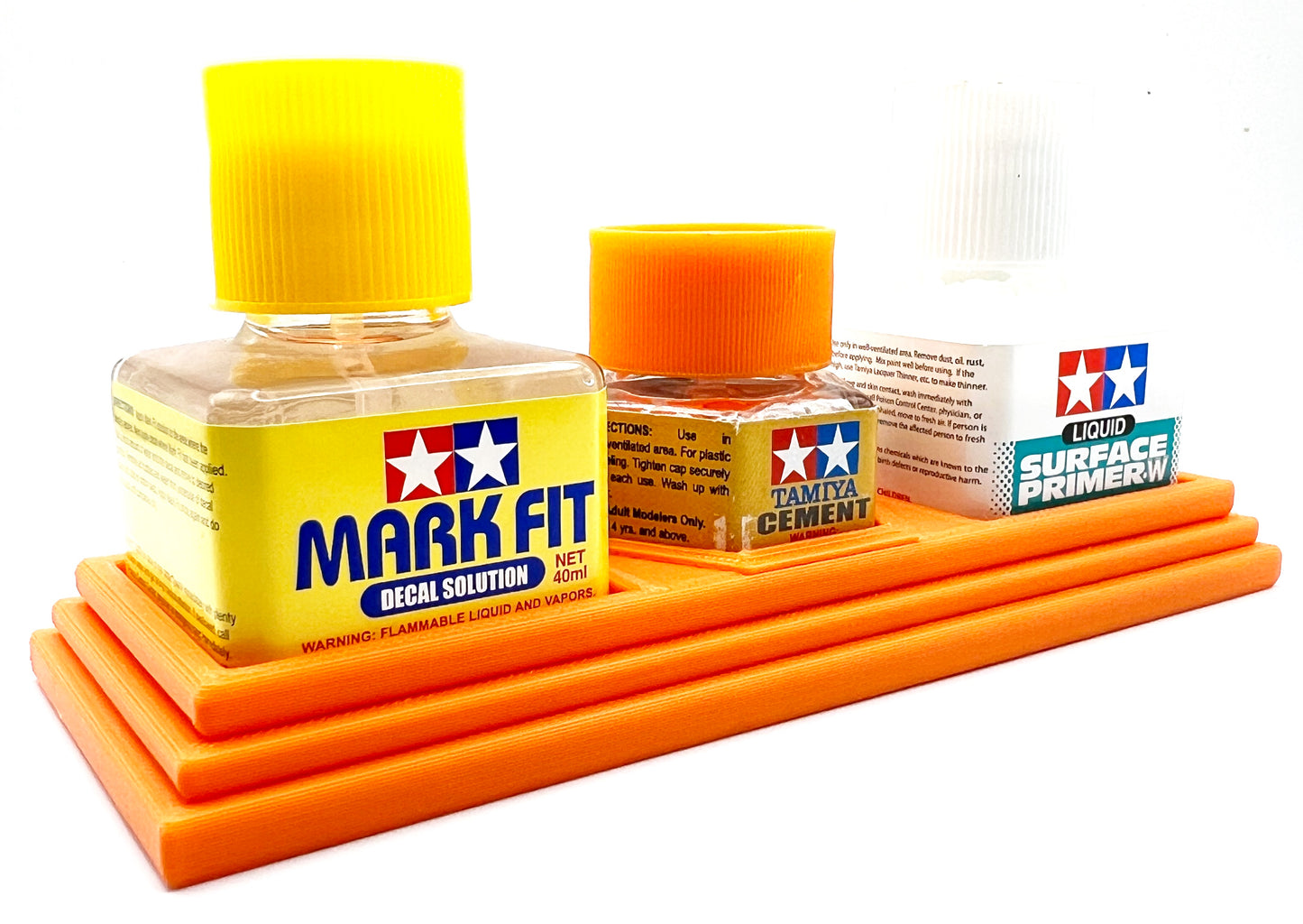 Tamiya Anti-Tip 3D Printed Tamiya Glue Bottle Holder Dual Square and Hex with Rubber Feet Tamiya 87038 87012