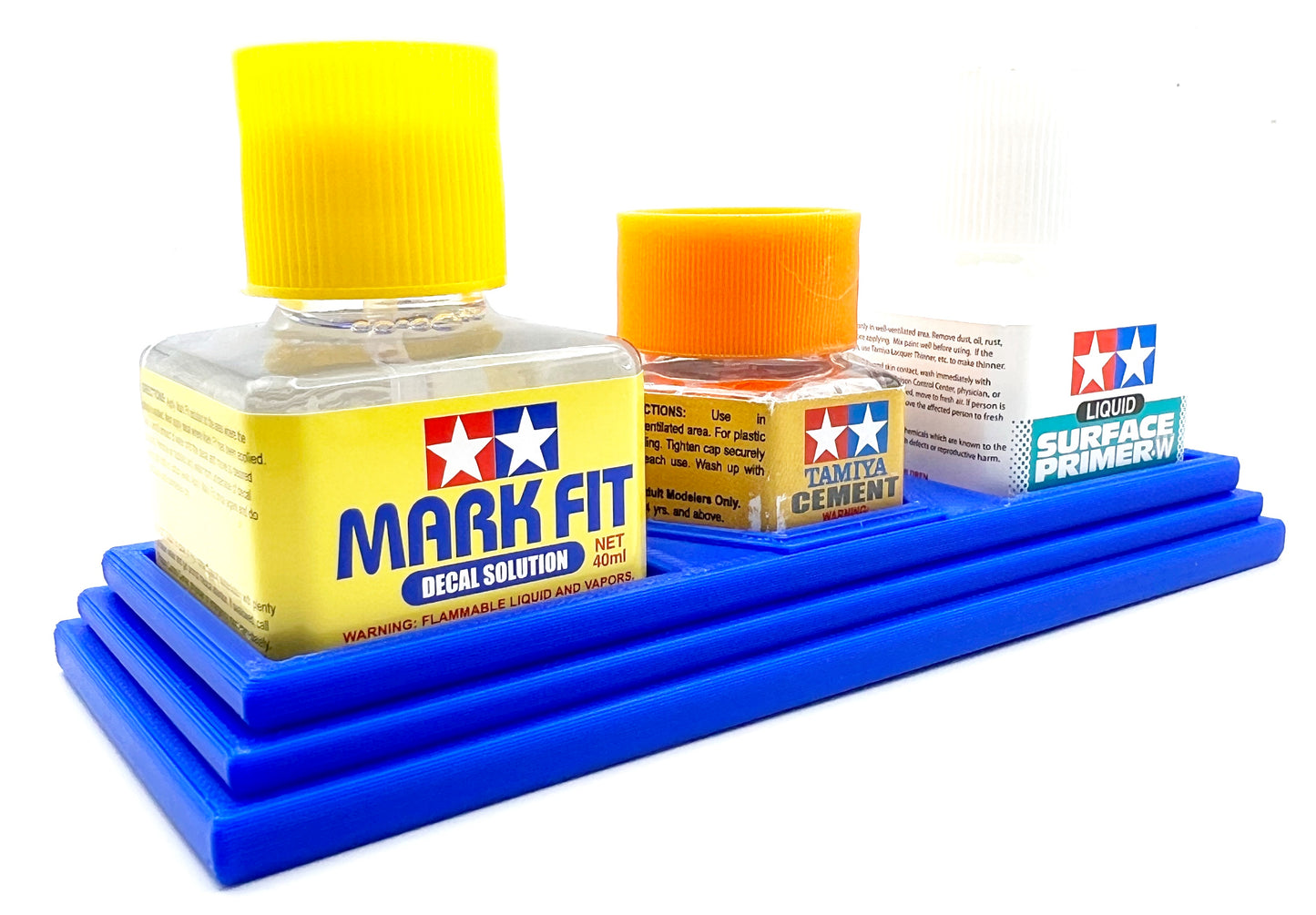 Tamiya Anti-Tip 3D Printed Tamiya Glue Bottle Holder Dual Square and Hex with Rubber Feet Tamiya 87038 87012
