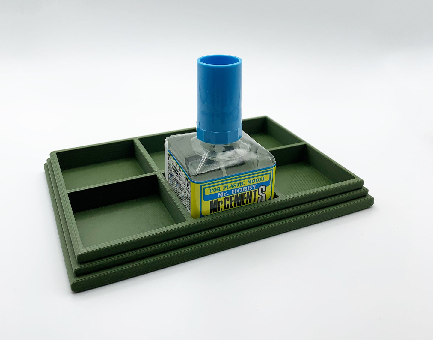 Anti-Tip 3D Printed Mr Hobby Cement Glue Weathering 6 Bottle Holder with Rubber Feet