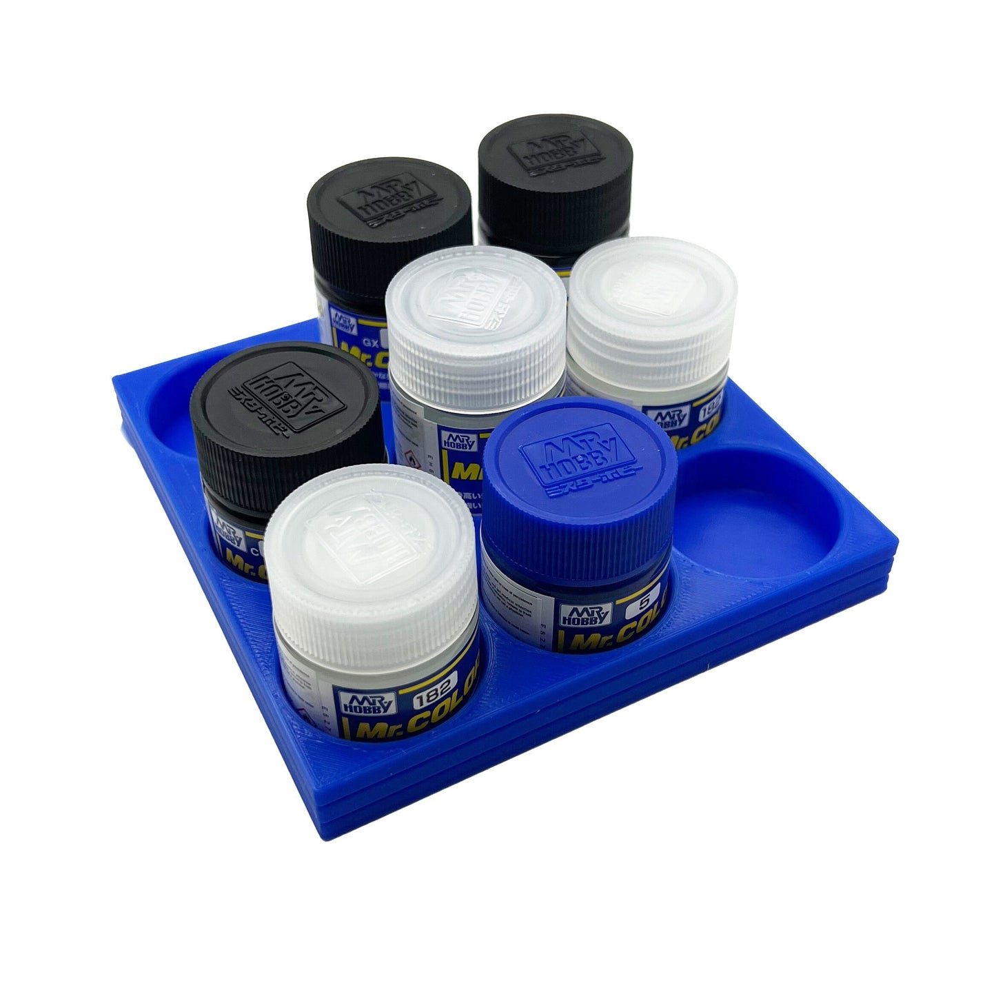 Mr Hobby 10ml & 18ml Paint Bottle Holder Long - Holds 9 Mr Color 10ml or 18ml Bottles with Anti-Slip Rubber Feet - 3D Printed