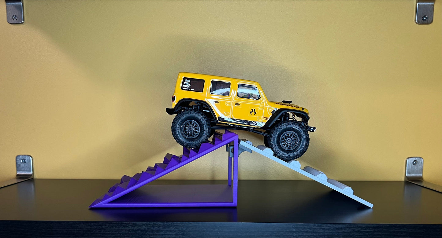 1/24th Ramp Peaked Terrain with Up / Down Ramp - Monster Truck - Crawler Scale - Works as Display Stand - Anti Slip Rubber Feet - Expandable