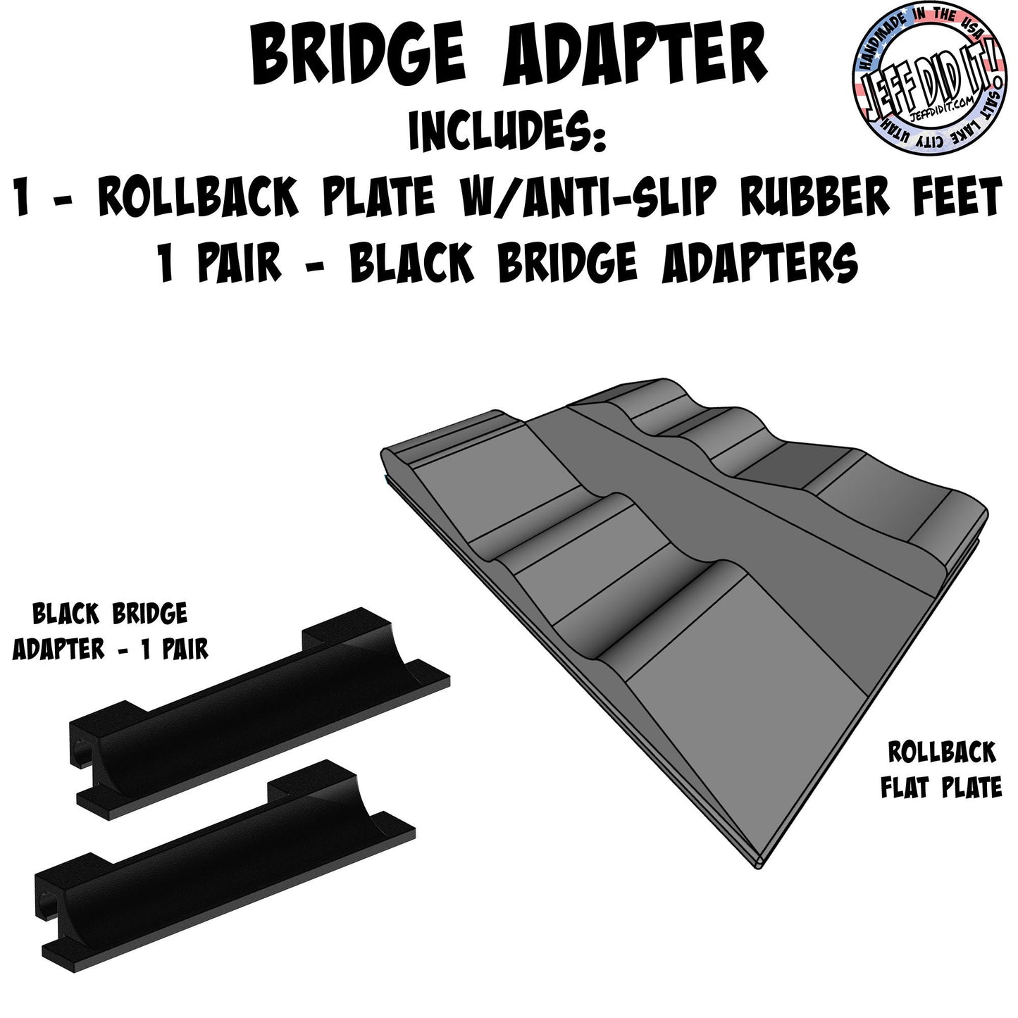 1/16- 1/18th Up / Down Plate - Flat / Bridge Plate - Roll Back - Monster Truck - Crawler Scale - Anti Slip Rubber Feet - Expandable