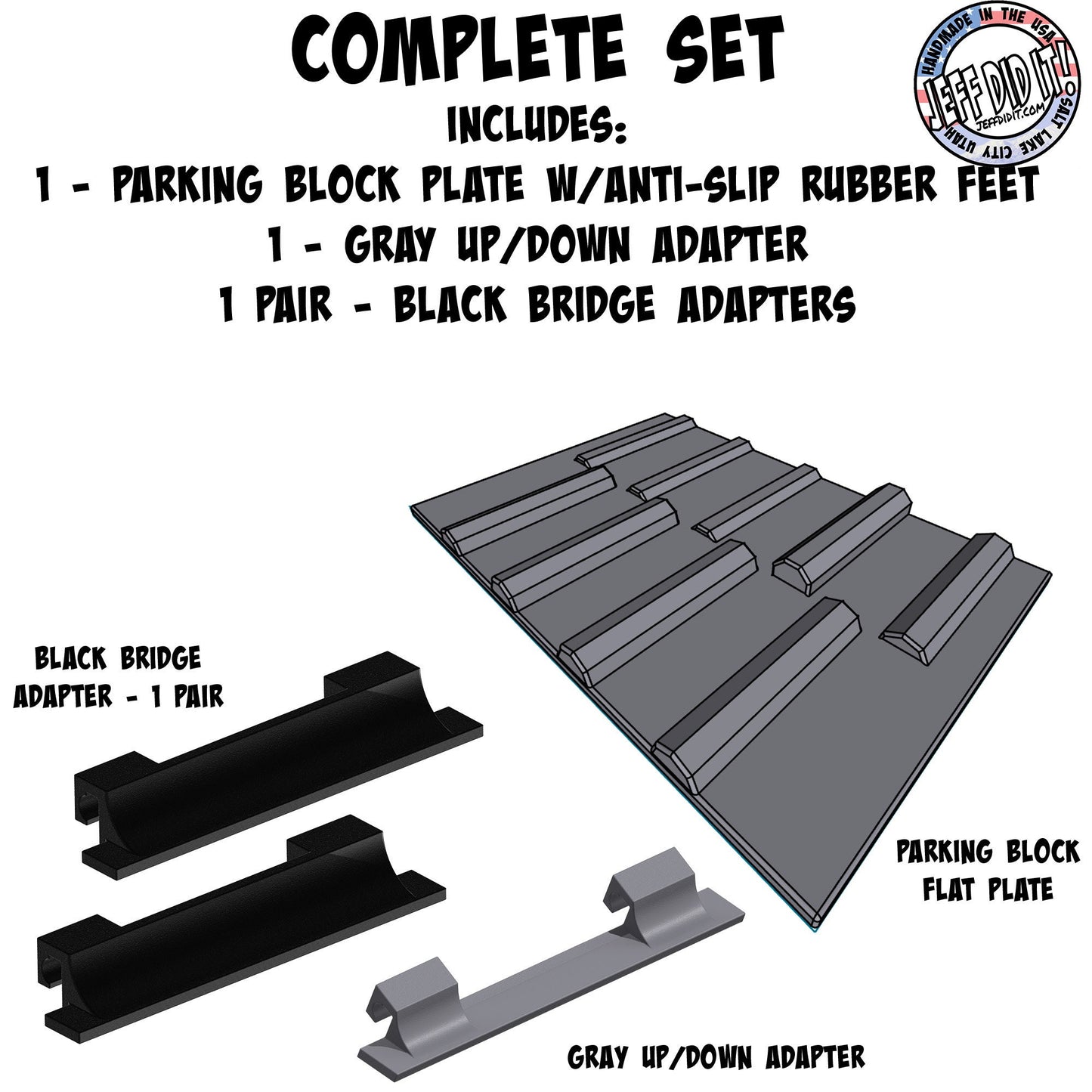 1/16- 1/18th Up / Down Plate - Flat / Bridge Plate - Parking Block - Monster Truck - Crawler Scale - Anti Slip Rubber Feet - Expandable