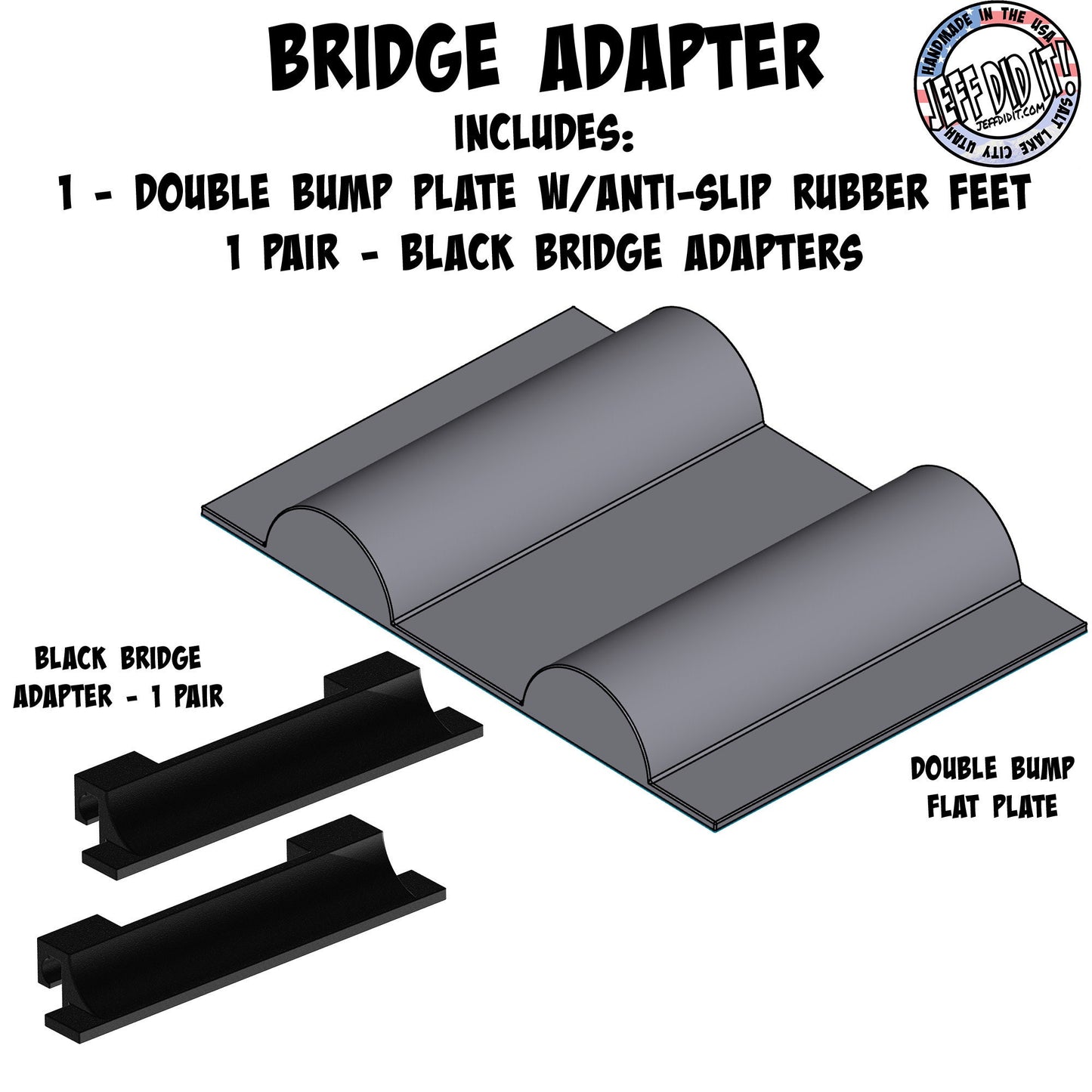 1/16- 1/18th Up / Down Plate - Flat / Bridge Plate - Double Bump - Monster Truck - Crawler Scale - Anti Slip Rubber Feet - Expandable