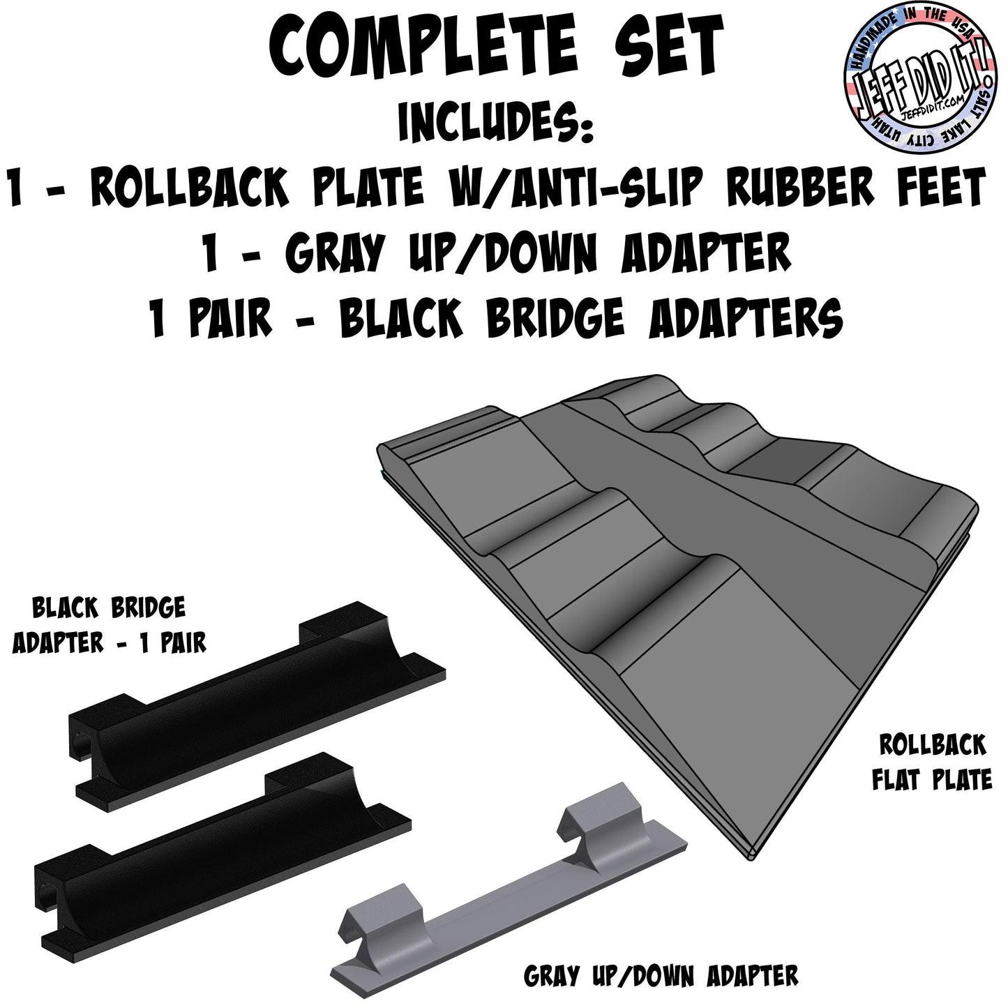 1/16- 1/18th Up / Down Plate - Flat / Bridge Plate - Roll Back - Monster Truck - Crawler Scale - Anti Slip Rubber Feet - Expandable