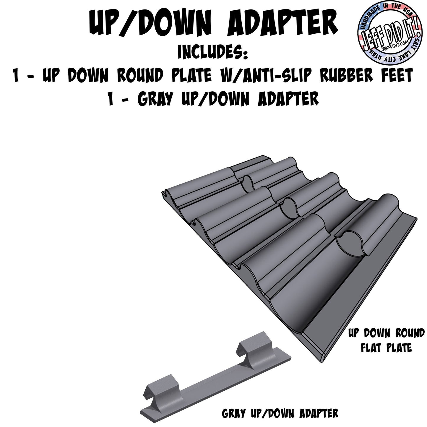 1/16- 1/18th Up / Down Plate - Flat / Bridge Plate - Up Down Round - Monster Truck - Crawler Scale - Anti Slip Rubber Feet - Expandable