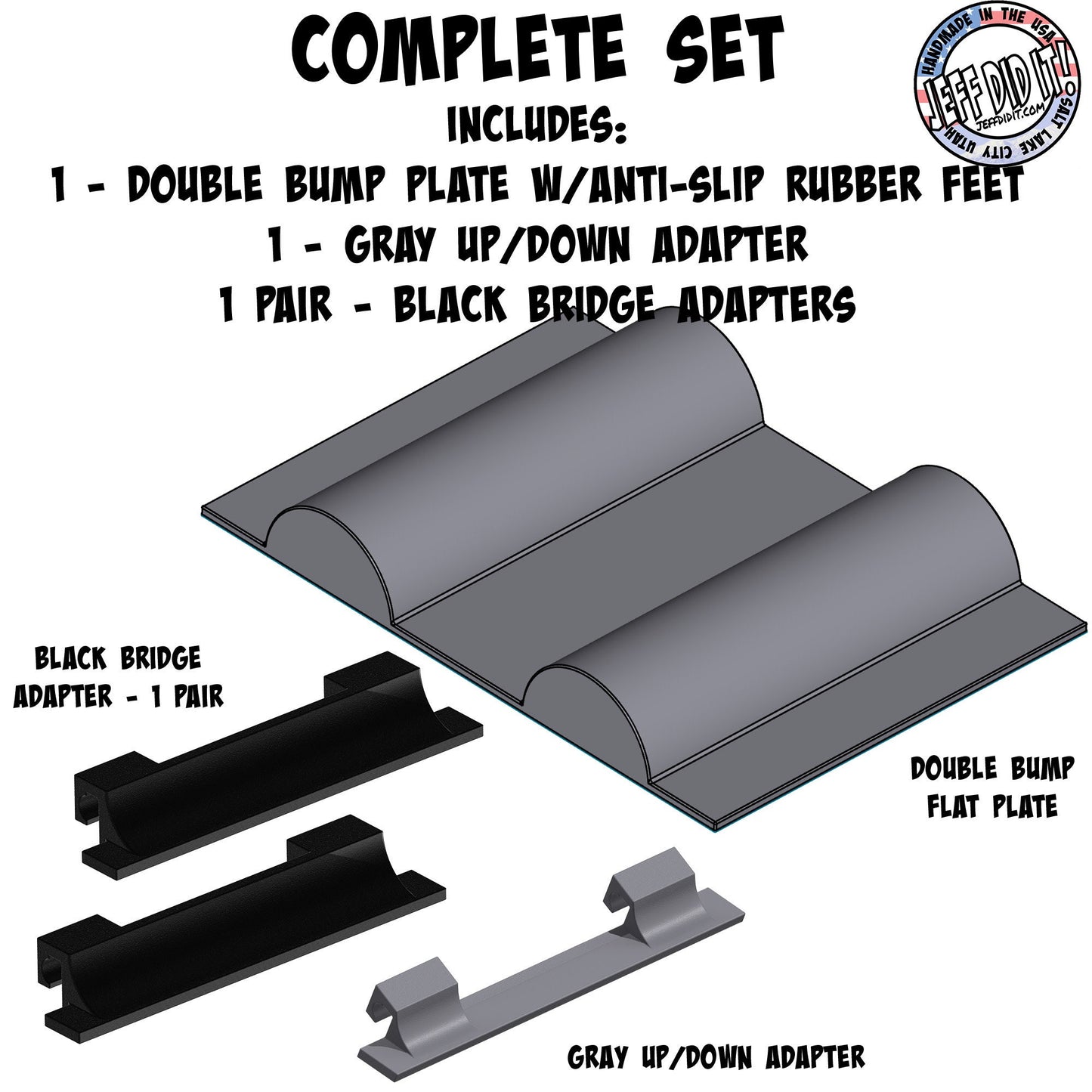 1/16- 1/18th Up / Down Plate - Flat / Bridge Plate - Double Bump - Monster Truck - Crawler Scale - Anti Slip Rubber Feet - Expandable