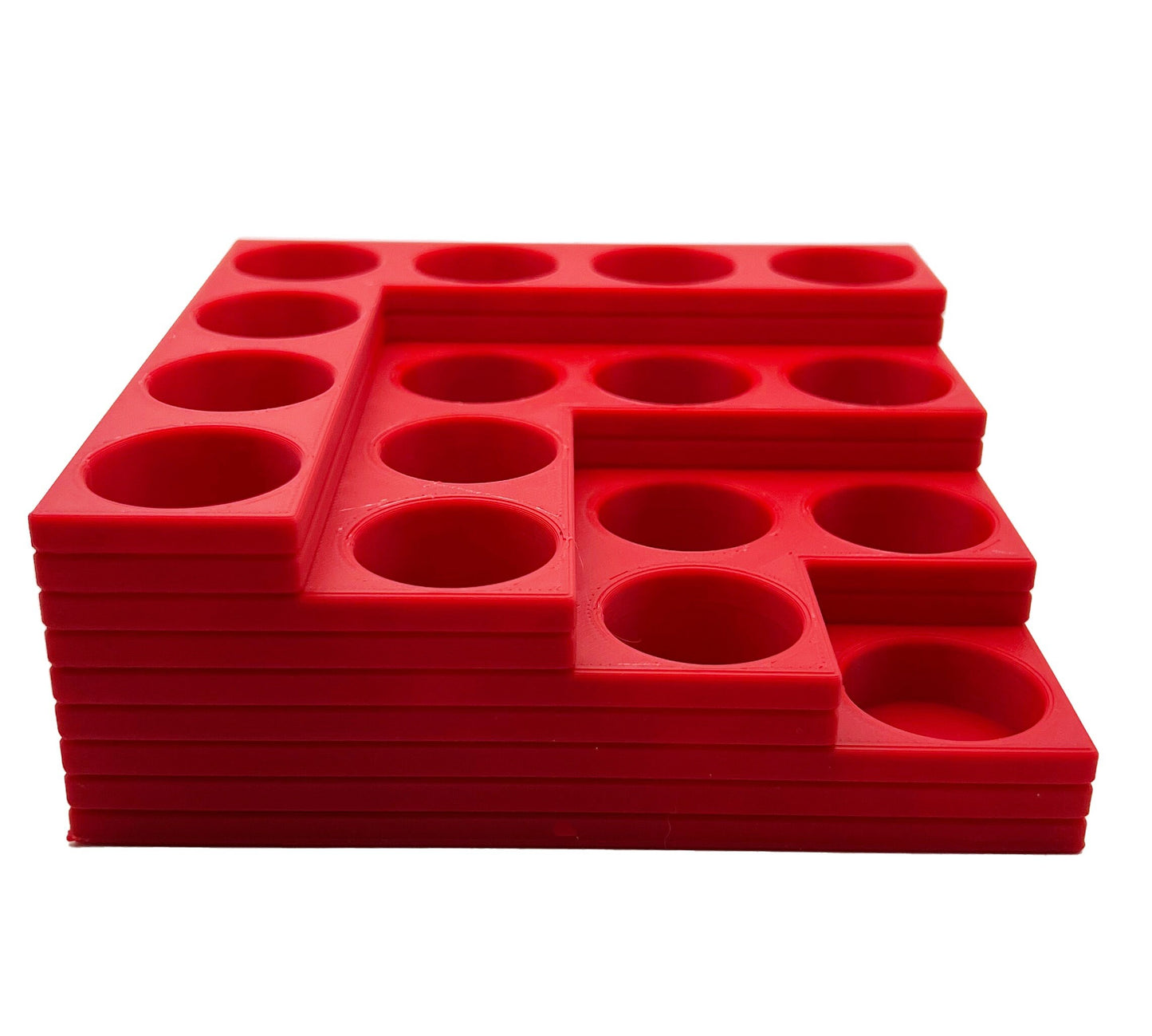 Vallejo 17mm Paint Bottle Holder / Stand Corner Stepped - Holds 16 Vallejo 17mm Bottles with Anti-Slip Rubber Feet - 3D Printed