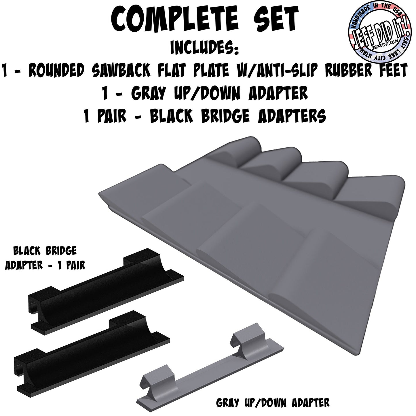 1/24th Up / Down Plate - Flat / Bridge Plate - Rounded Sawback - Monster - Crawler Scale - Adapters - Anti Slip Rubber Feet - Expandable