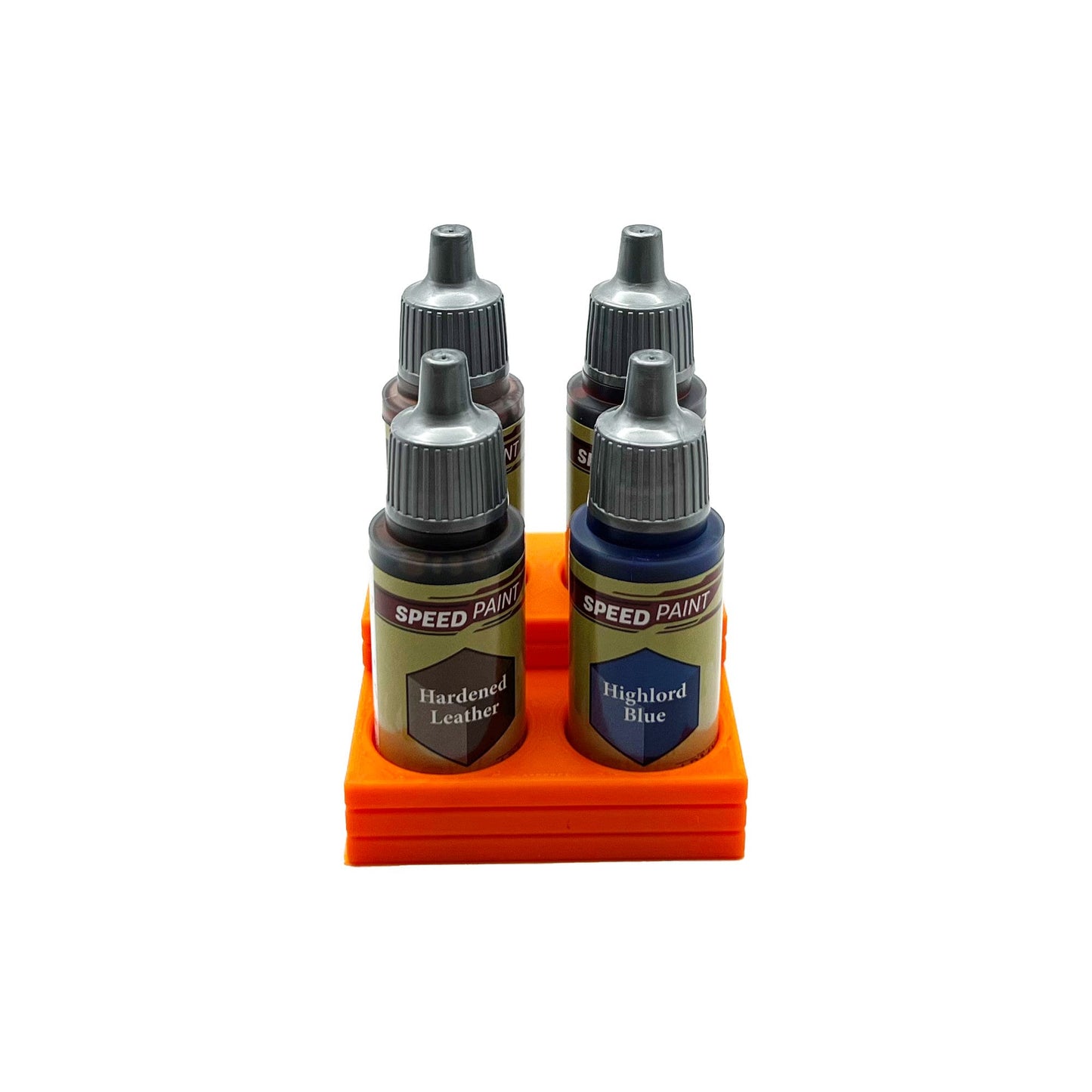 The Army Painter 17mm Paint Bottle Holder / Stand Stepped - Holds 4 The Army Painter 17mm Bottles with Anti-Slip Rubber Feet - 3D Printed