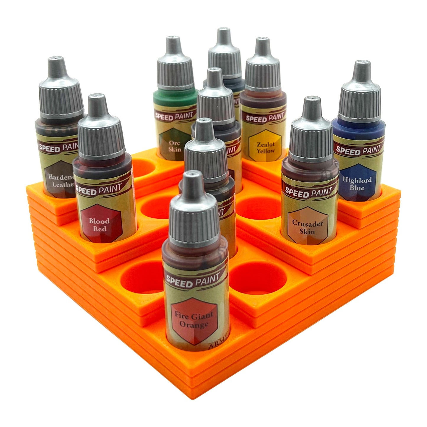 The Army Painter 17mm Paint Bottle Holder / Stand Corner Stepped - Holds 16 The Army Painter 17mm Bottles with Anti-Slip Rubber Feet