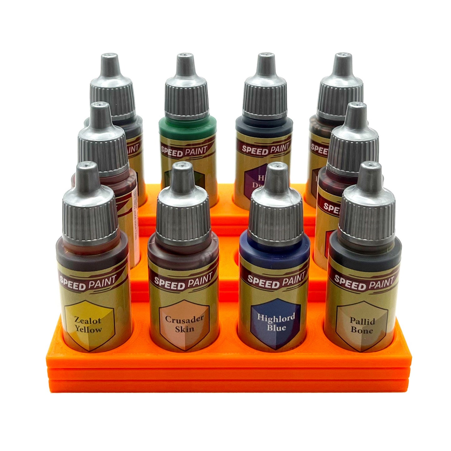 The Army Painter 17mm Paint Bottle Holder / Stand Stepped - Holds 12 The Army Painter 17mm Bottles with Anti-Slip Rubber Feet - 3D Printed