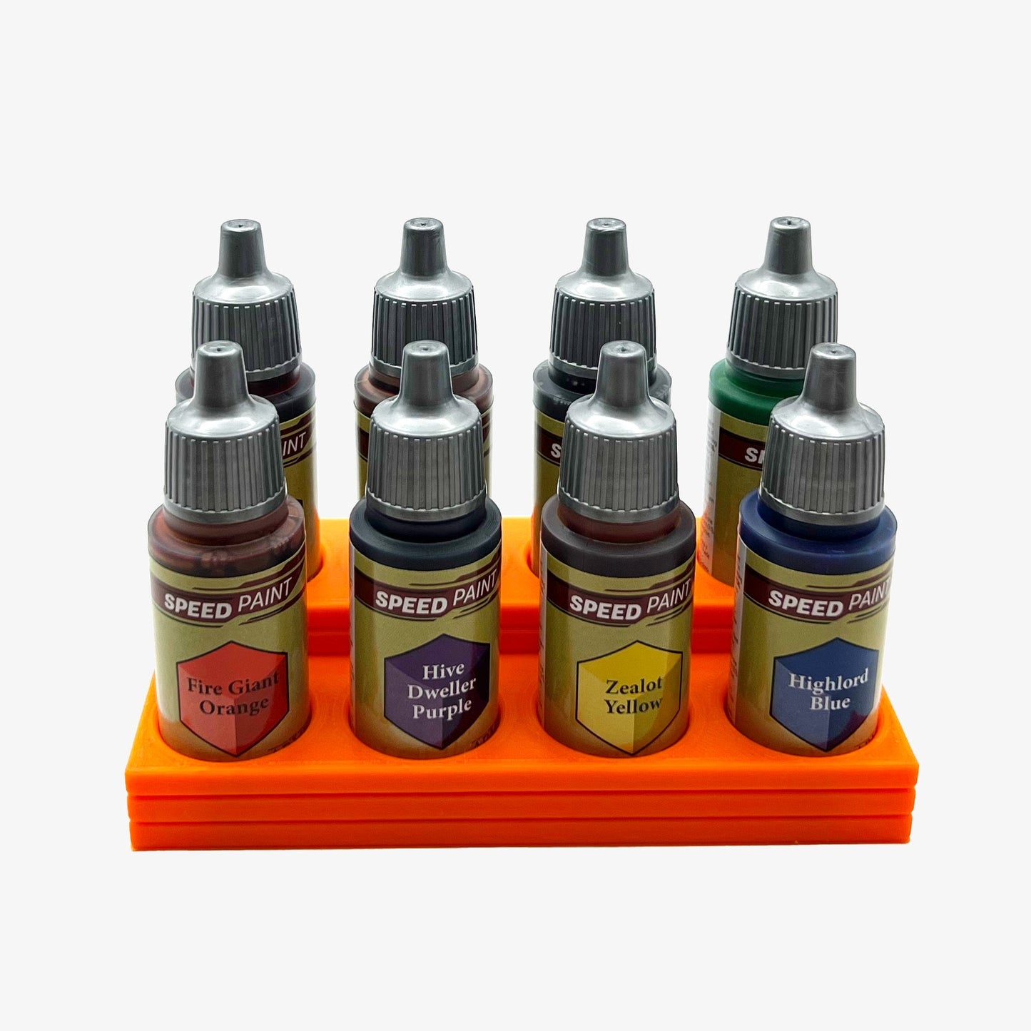 The Army Painter 17mm Paint Bottle Holder / Stand Stepped - Holds 8 The Army Painter 17mm Bottles with Anti-Slip Rubber Feet - 3D Printed