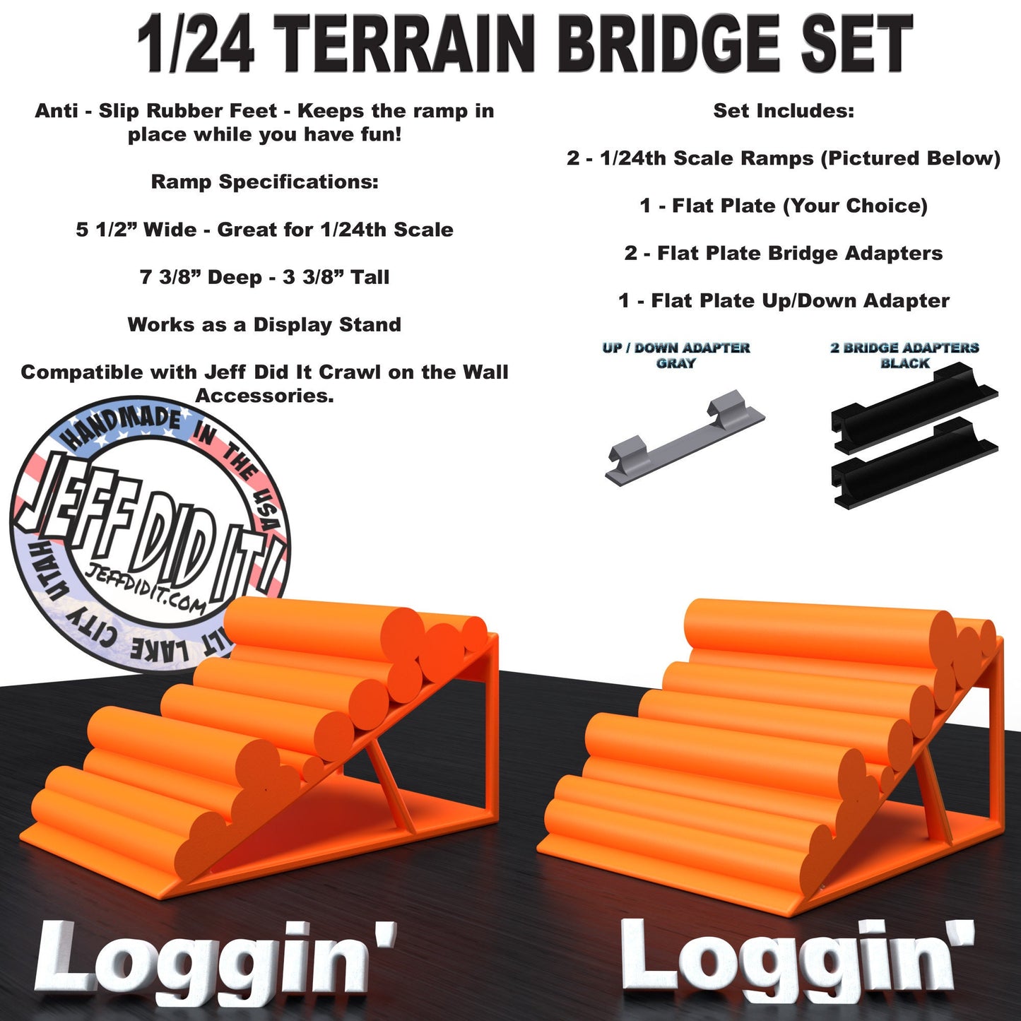 1/24th Ramp Loggin' and Loggin' - Bridge Set - Monster Truck - Crawler Scale - Display - Includes Anti Slip Rubber Feet - Expandable