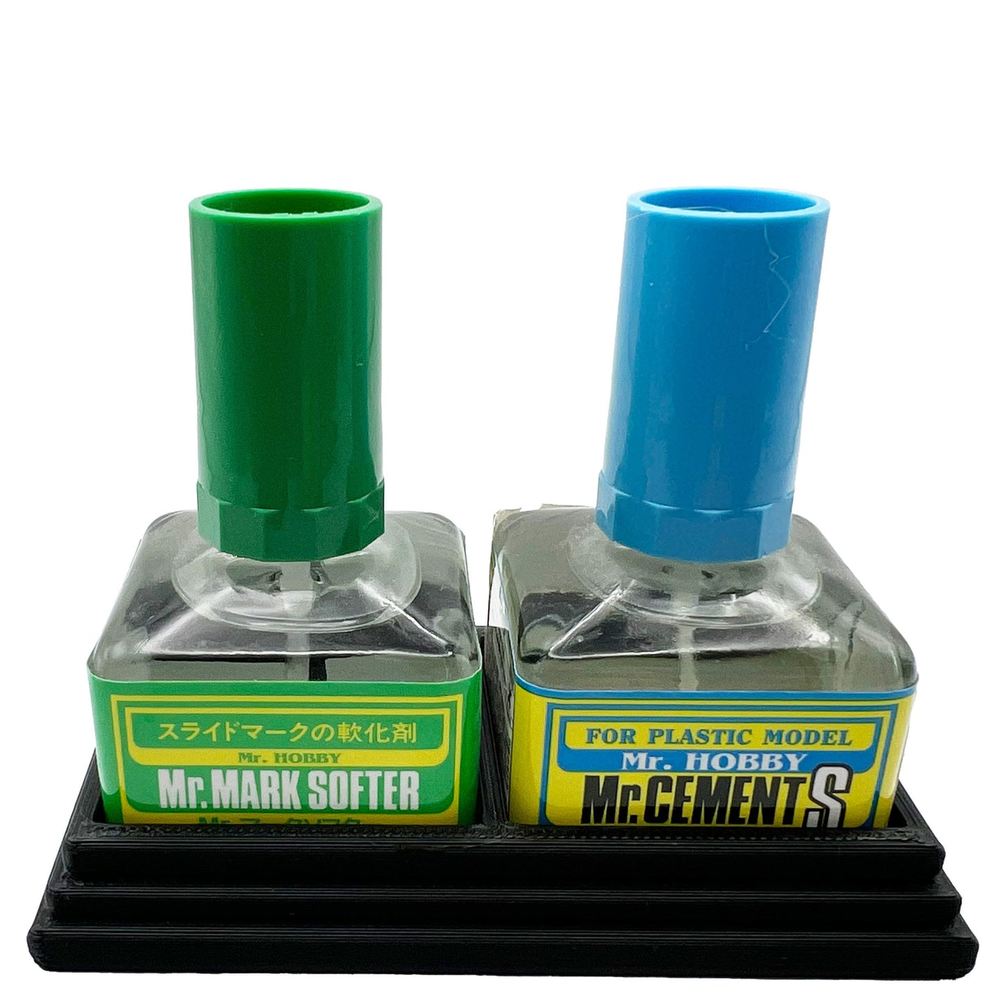 Anti-Tip 3D Printed Mr Hobby Cement Glue Weathering Dual Bottle Holder with Rubber Feet