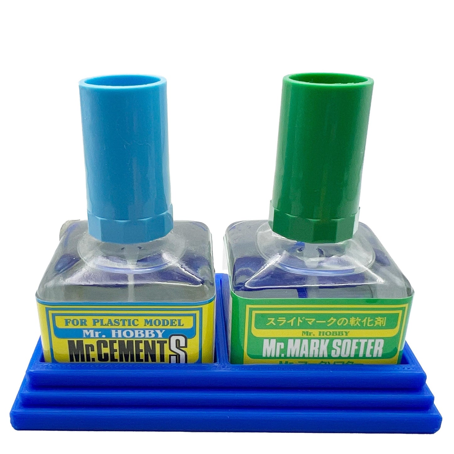 Anti-Tip 3D Printed Mr Hobby Cement Glue Weathering Dual Bottle Holder with Rubber Feet