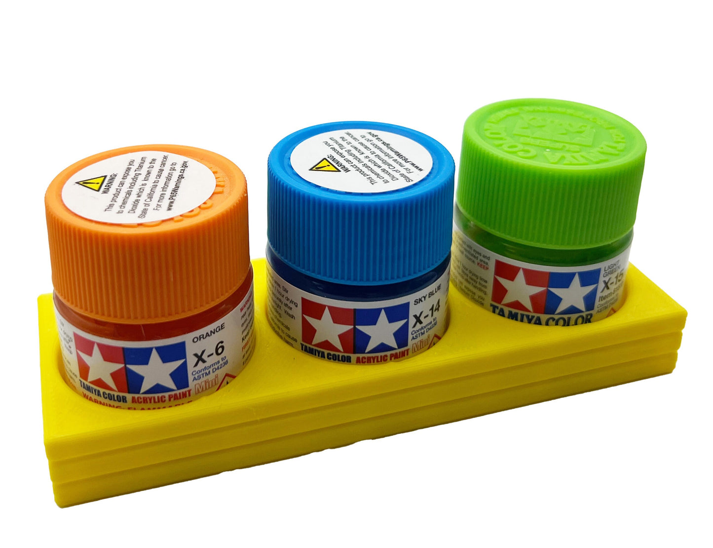 Tamiya 10ml Paint Bottle Holder - Holds 3 Tamiya 10ml Bottles with Anti-Slip Rubber Feet - 3d Printed