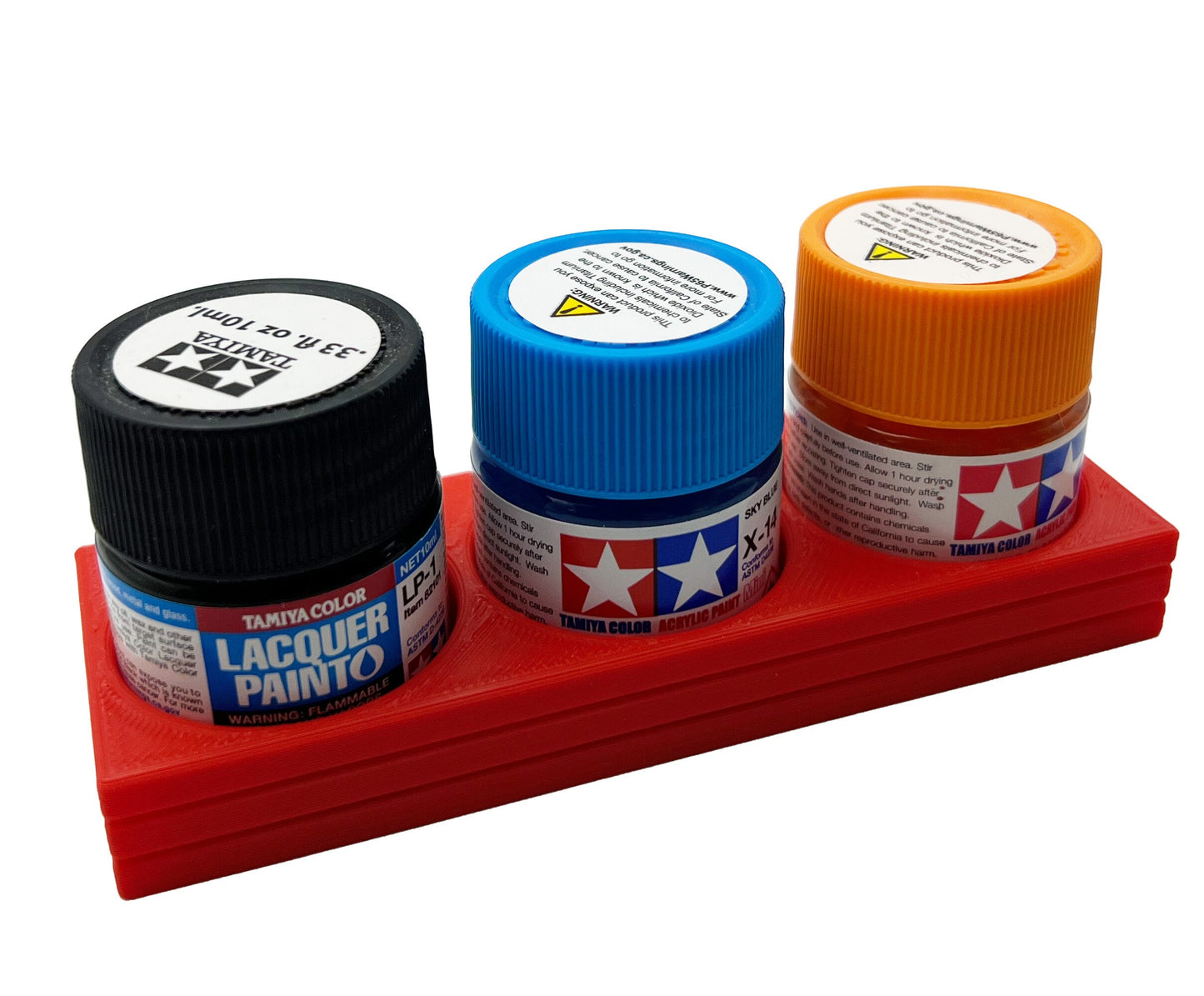 Tamiya 10ml Paint Bottle Holder - Holds 3 Tamiya 10ml Bottles with Anti-Slip Rubber Feet - 3d Printed