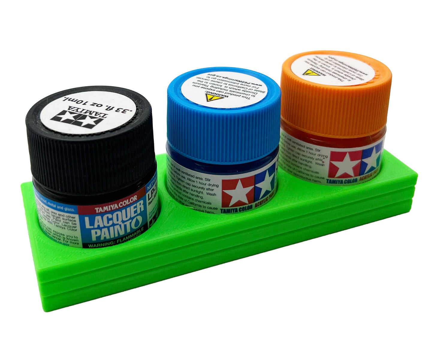 Tamiya 10ml Paint Bottle Holder - Holds 3 Tamiya 10ml Bottles with Anti-Slip Rubber Feet - 3d Printed