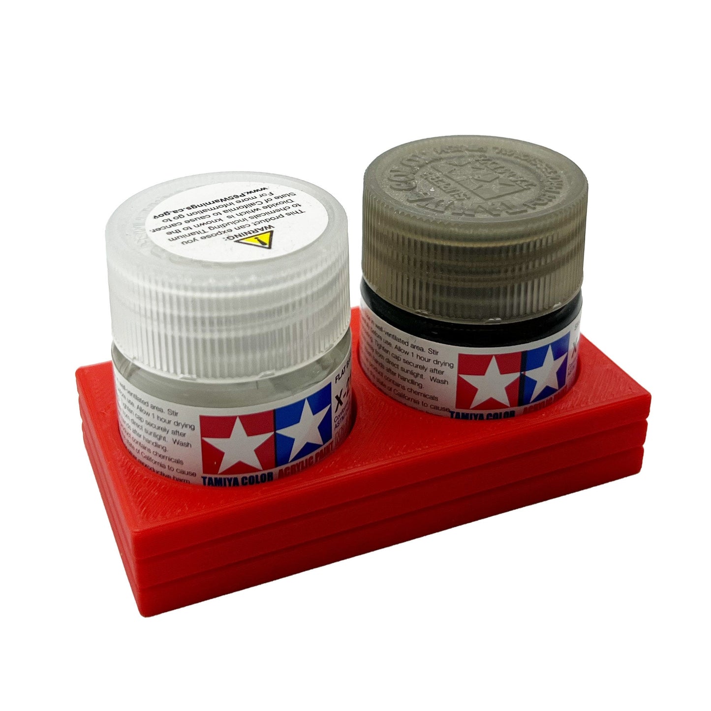Tamiya 10ml Paint Bottle Holder - Holds 2 Tamiya 10ml Bottles with Anti-Slip Rubber Feet - 3d Printed