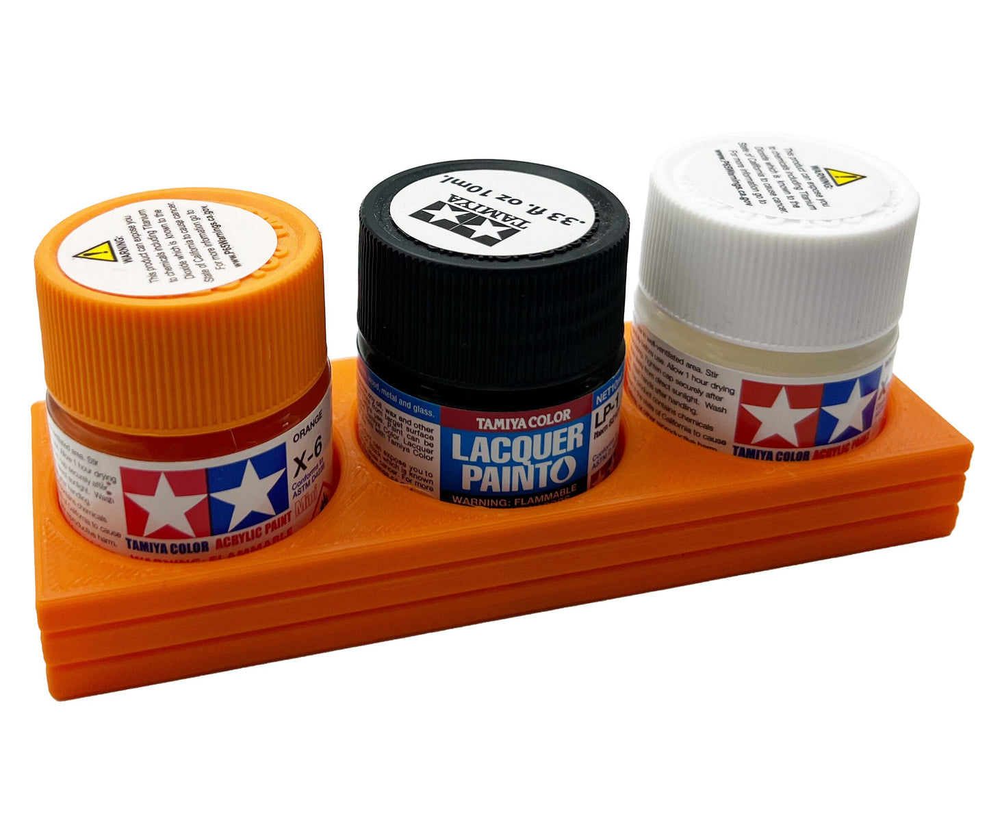 Tamiya 10ml Paint Bottle Holder - Holds 3 Tamiya 10ml Bottles with Anti-Slip Rubber Feet - 3d Printed