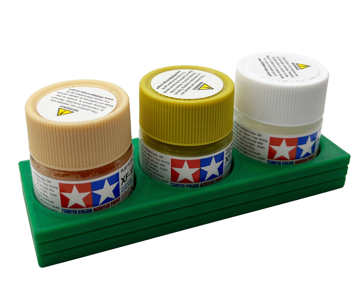 Tamiya 10ml Paint Bottle Holder - Holds 3 Tamiya 10ml Bottles with Anti-Slip Rubber Feet - 3d Printed