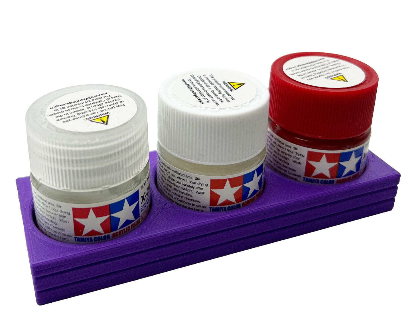 Tamiya 10ml Paint Bottle Holder - Holds 3 Tamiya 10ml Bottles with Anti-Slip Rubber Feet - 3d Printed