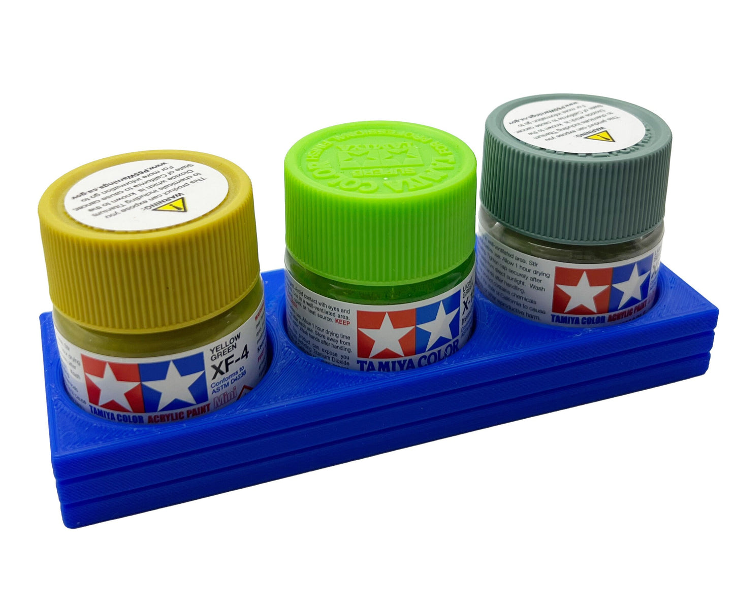 Tamiya 10ml Paint Bottle Holder - Holds 3 Tamiya 10ml Bottles with Anti-Slip Rubber Feet - 3d Printed