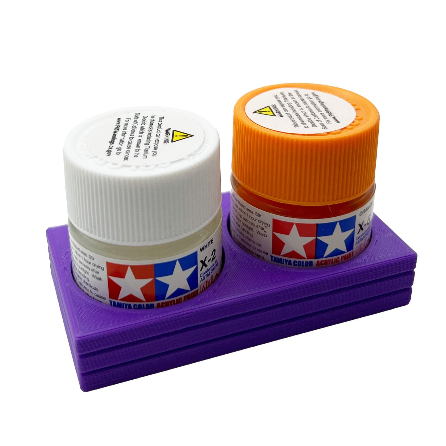 Tamiya 10ml Paint Bottle Holder - Holds 2 Tamiya 10ml Bottles with Anti-Slip Rubber Feet - 3d Printed