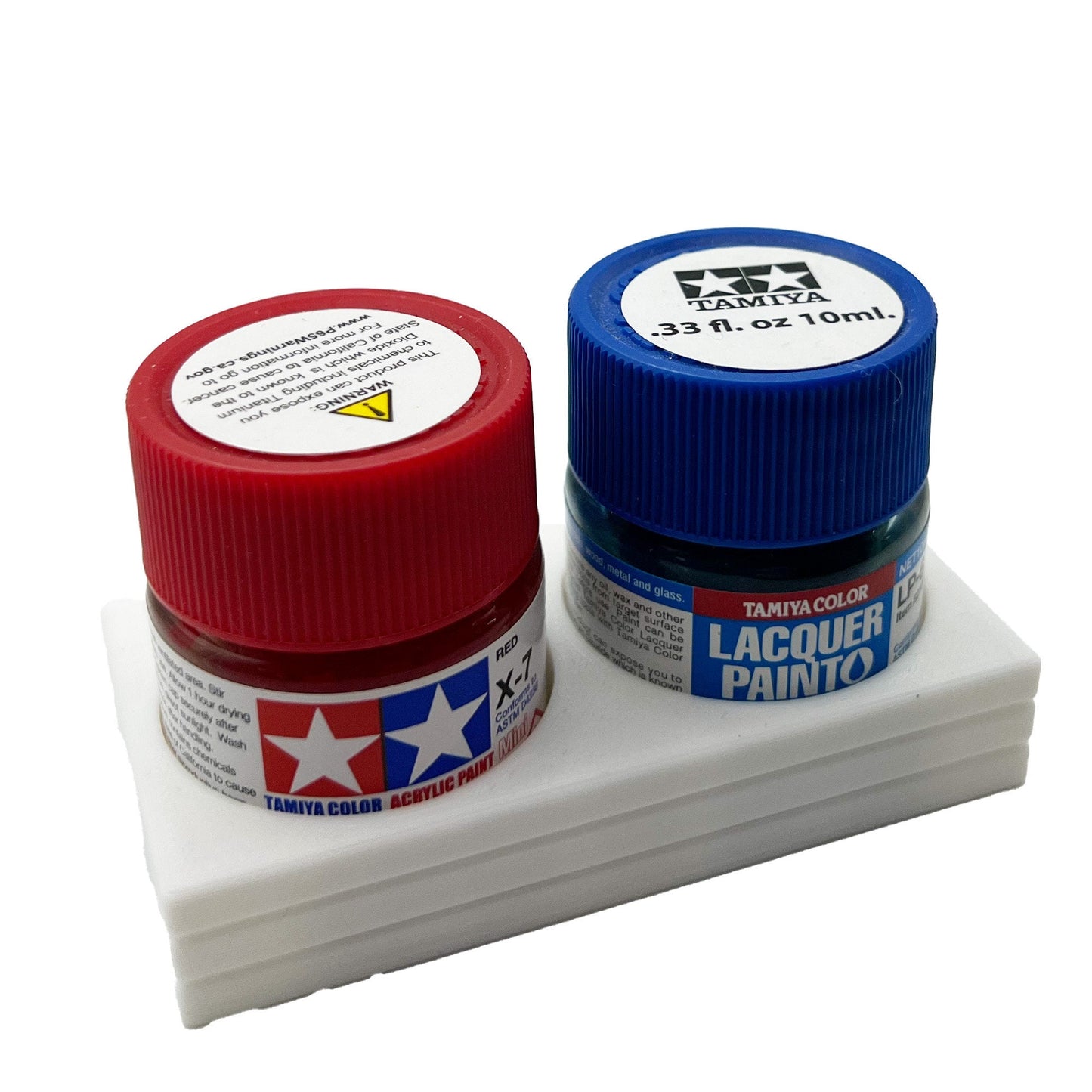 Tamiya 10ml Paint Bottle Holder - Holds 2 Tamiya 10ml Bottles with Anti-Slip Rubber Feet - 3d Printed