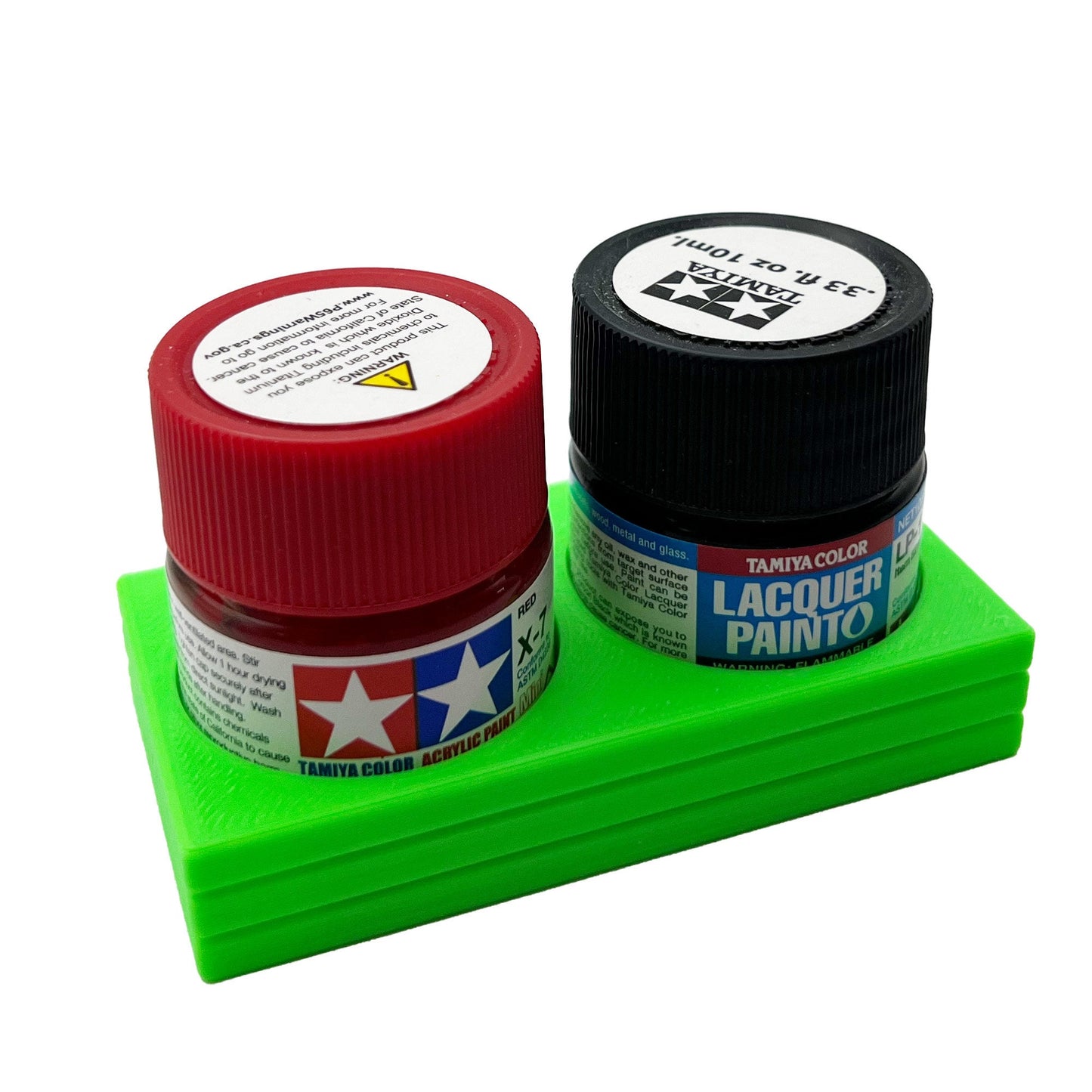 Tamiya 10ml Paint Bottle Holder - Holds 2 Tamiya 10ml Bottles with Anti-Slip Rubber Feet - 3d Printed