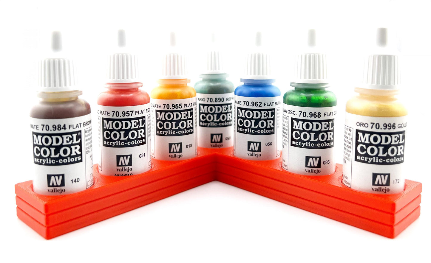 Vallejo 17mm Paint Bottle Holder / Stand - Holds 7 Vallejo 17mm Bottles with Anti-Slip Rubber Feet - 3D Printed