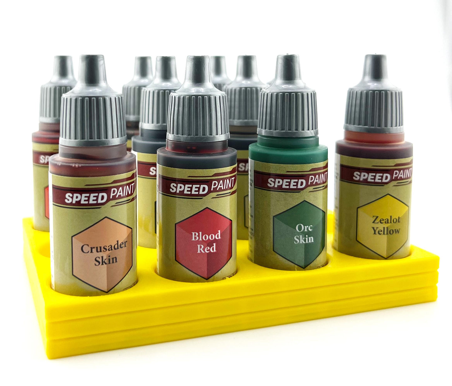 The Army Painter 17mm Paint Bottle Holder / Stand - Holds 12 The Army Painter 17mm Bottles with Anti-Slip Rubber Feet - 3D Printed