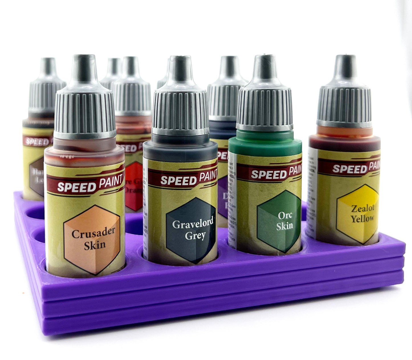 The Army Painter 17mm Paint Bottle Holder / Stand - Holds 16 The Army Painter 17mm Bottles with Anti-Slip Rubber Feet - 3D Printed