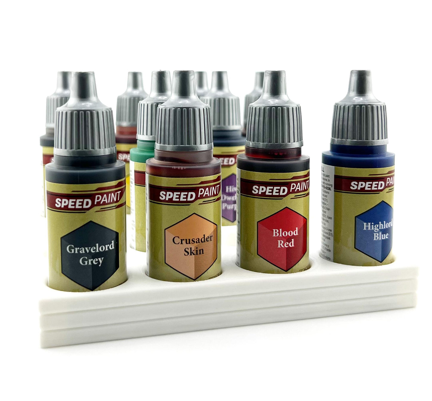 The Army Painter 17mm Paint Bottle Holder / Stand - Holds 16 The Army Painter 17mm Bottles with Anti-Slip Rubber Feet - 3D Printed