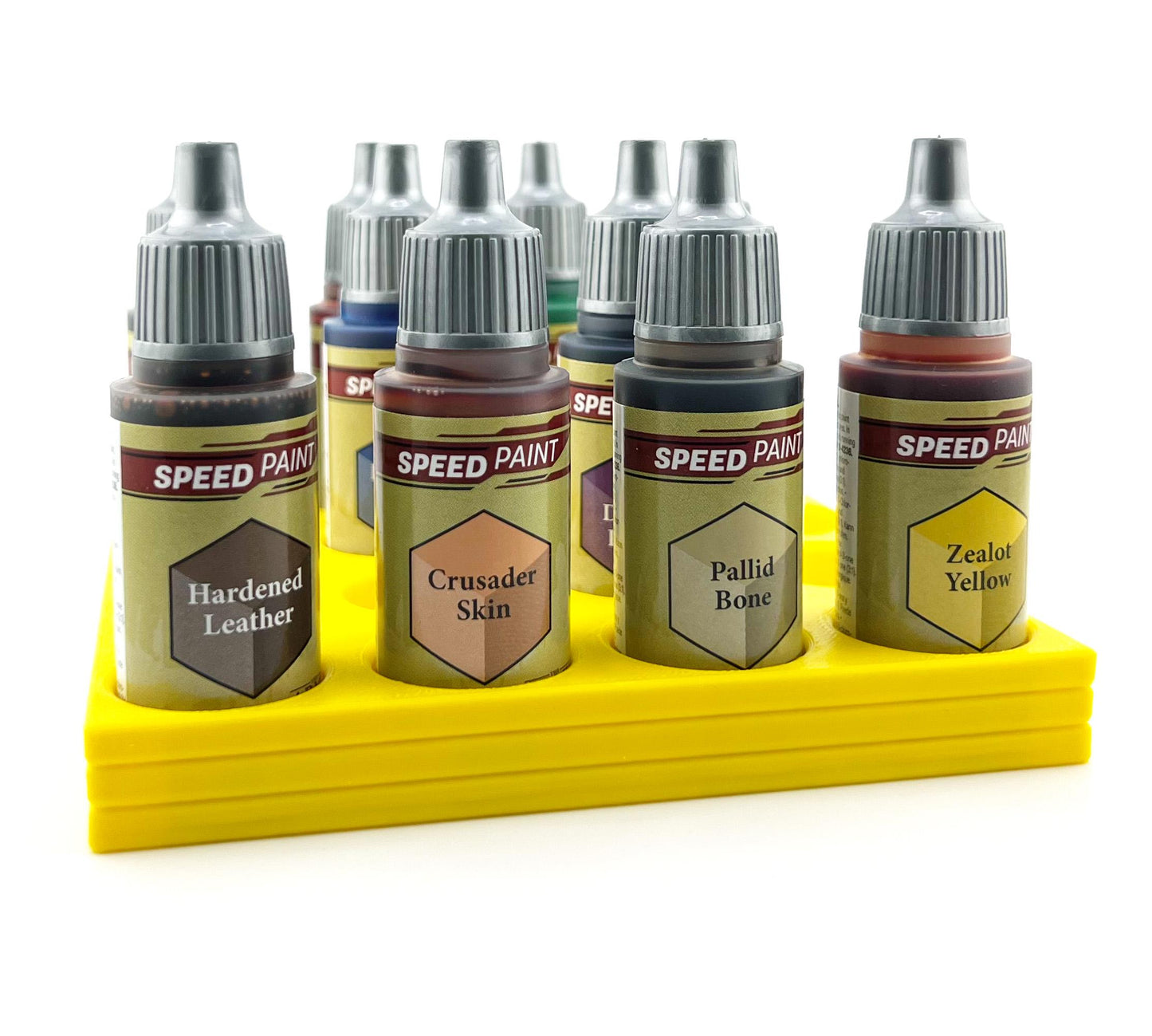 The Army Painter 17mm Paint Bottle Holder / Stand - Holds 16 The Army Painter 17mm Bottles with Anti-Slip Rubber Feet - 3D Printed