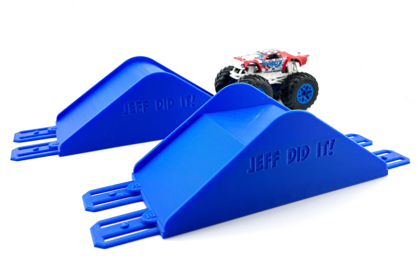 Jeff Did It! - Hot Wheels Monster Truck - 2 Lane Jump/Roll Over Set - 3D Printed - Designed and Made in the USA