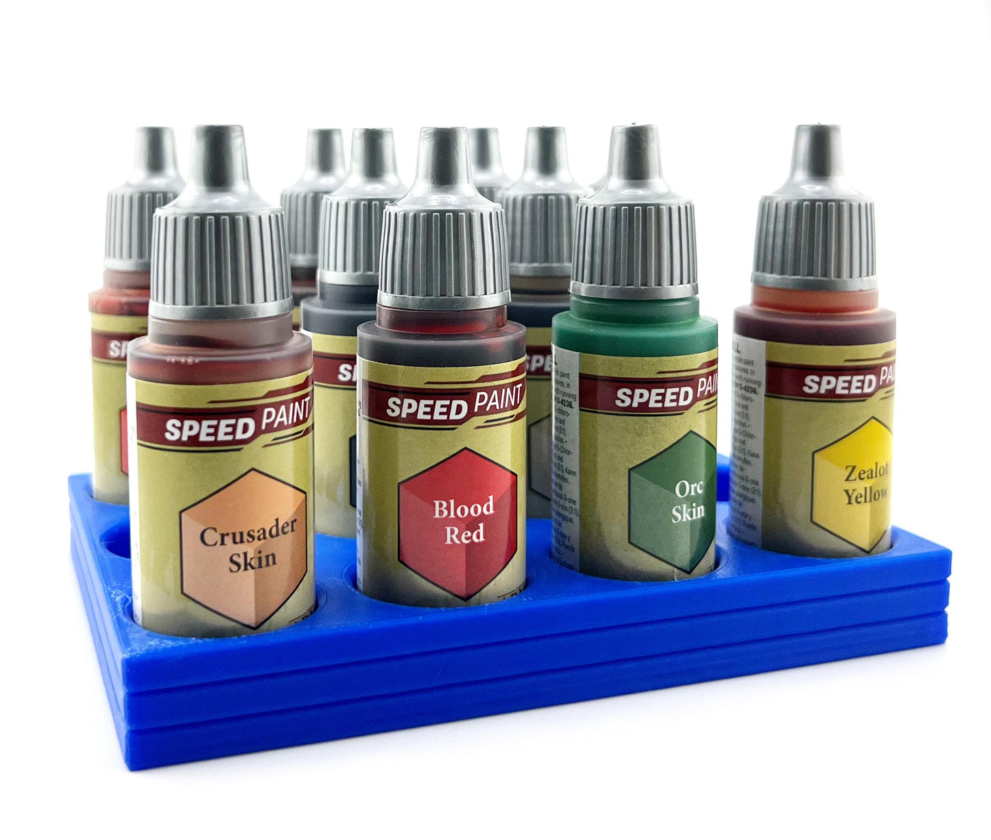 The Army Painter 17mm Paint Bottle Holder / Stand - Holds 12 The Army Painter 17mm Bottles with Anti-Slip Rubber Feet - 3D Printed