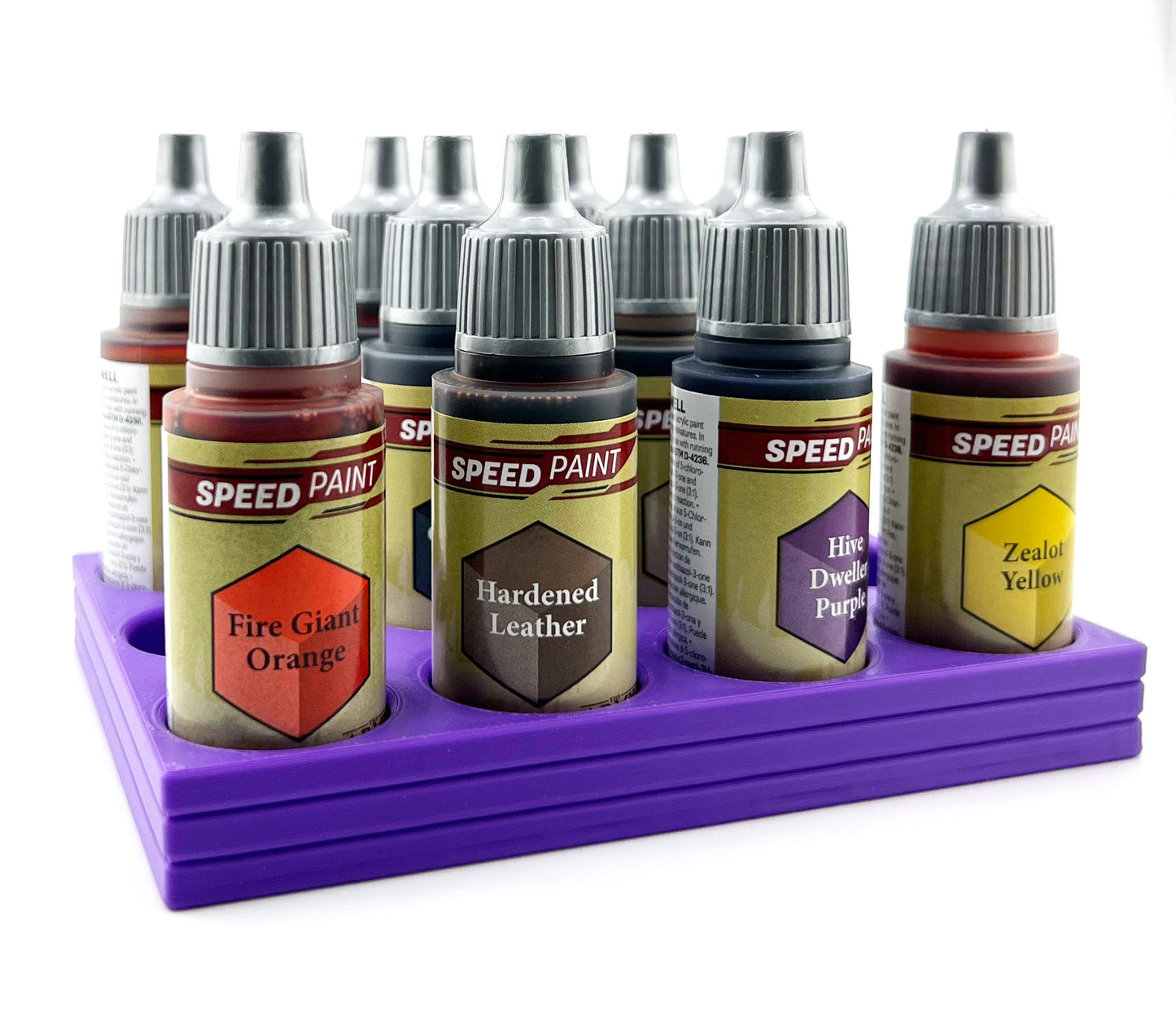 The Army Painter 17mm Paint Bottle Holder / Stand - Holds 12 The Army Painter 17mm Bottles with Anti-Slip Rubber Feet - 3D Printed