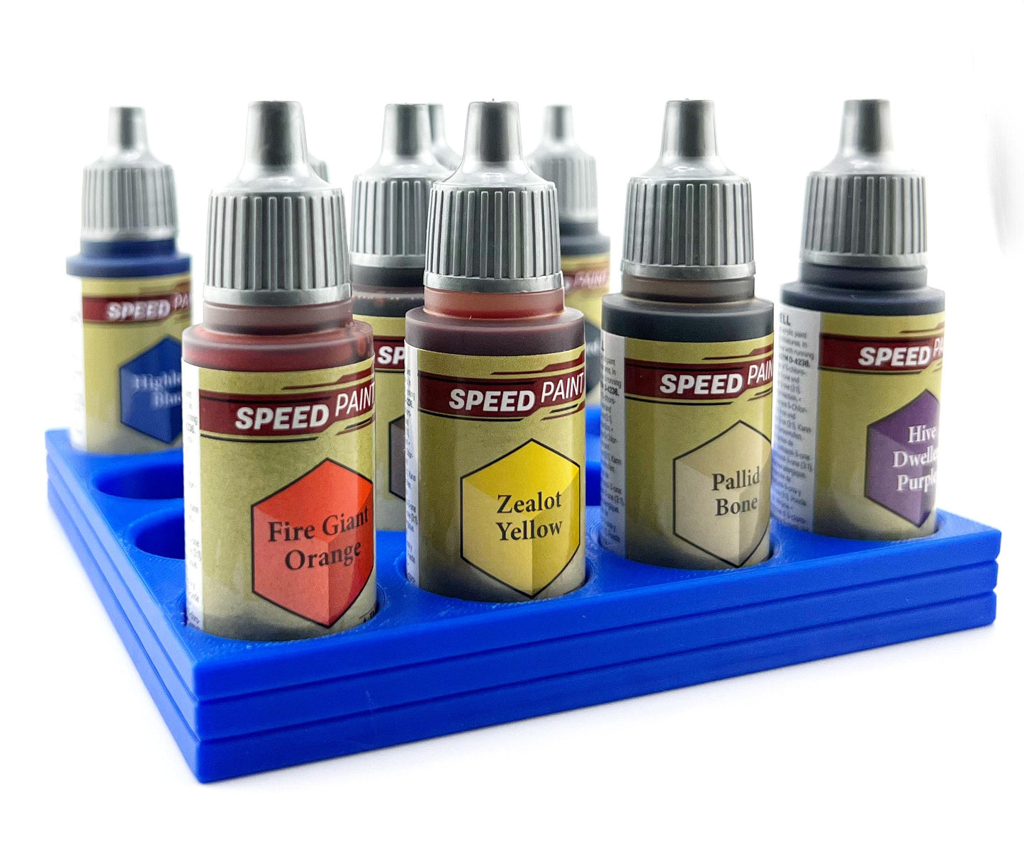 The Army Painter 17mm Paint Bottle Holder / Stand - Holds 16 The Army Painter 17mm Bottles with Anti-Slip Rubber Feet - 3D Printed