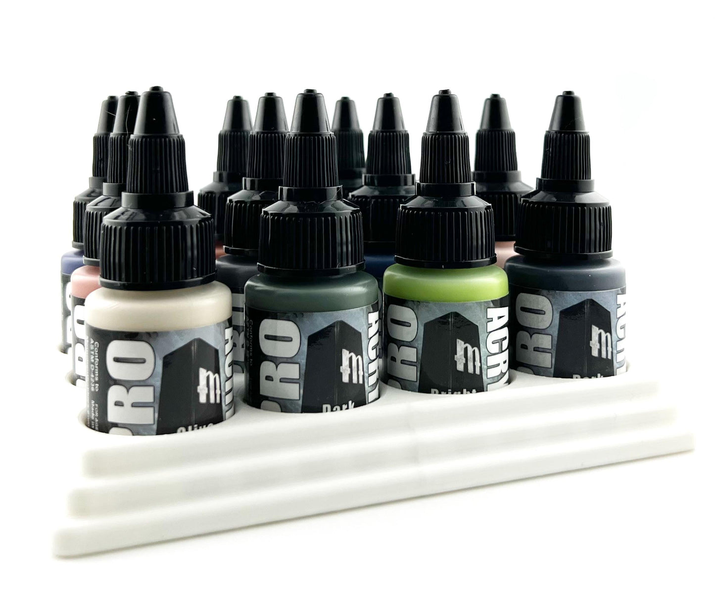 Monument Hobbies 22ml 30mm Paint Bottle Holder / Stand - Holds 12 Monument Hobbies 22ml 30mm Bottles w/ Anti-Slip Rubber Feet - 3D Printed